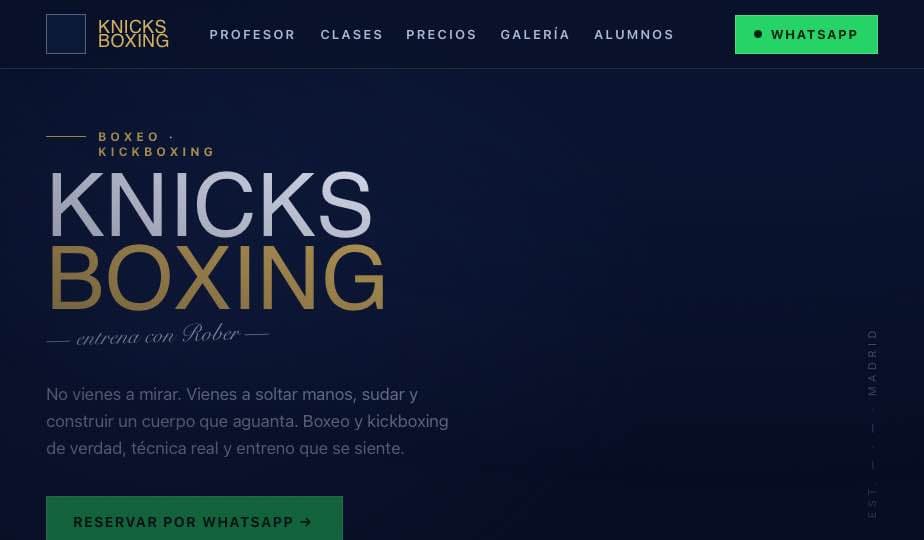 Knicks Boxing · Web · Gimnasio de boxeo