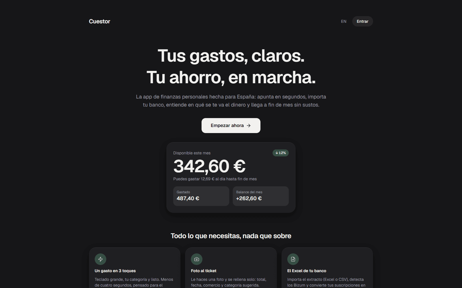 Cuestor · App · Finanzas personales